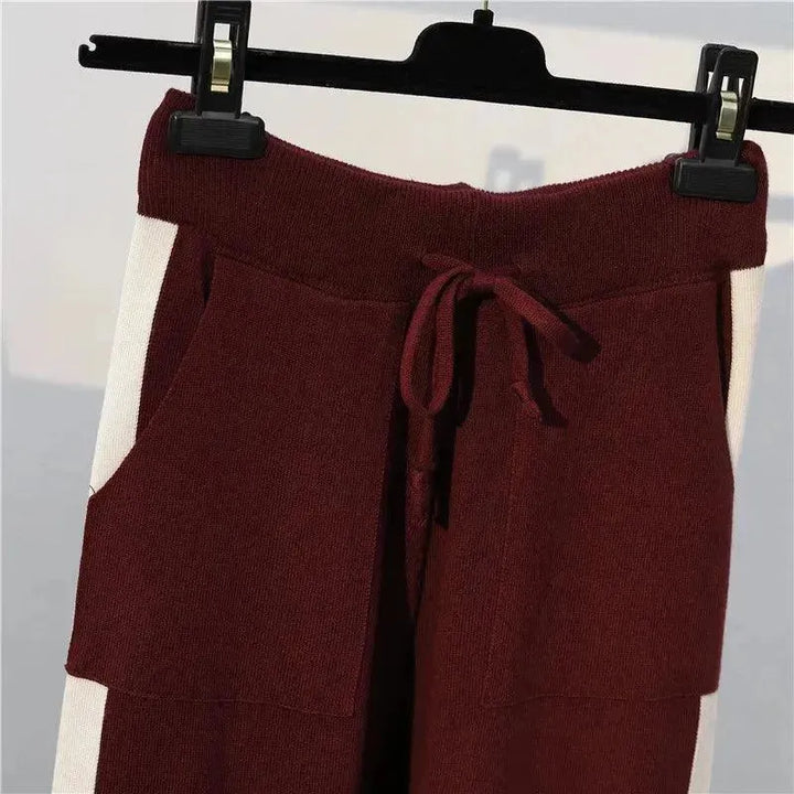 Drune | Damen Freizeit Gestreift Zwei Teilig Pullover Satz