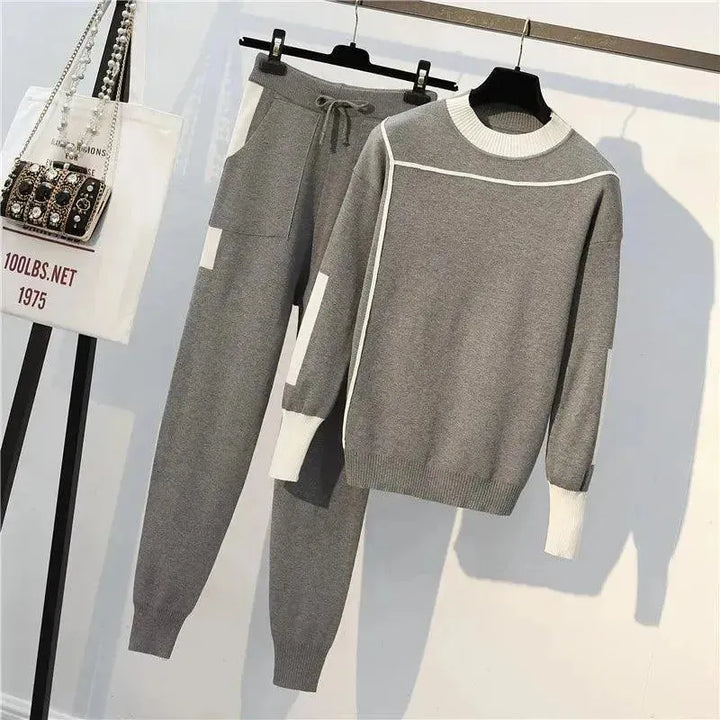Drune | Damen Freizeit Gestreift Zwei Teilig Pullover Satz