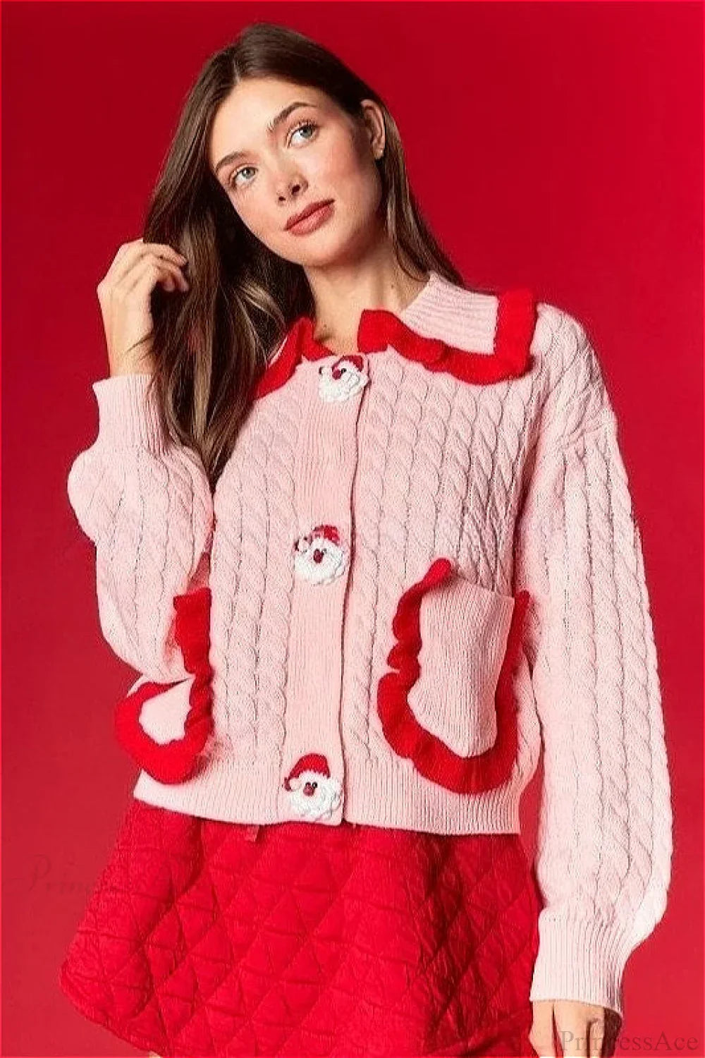Drune | Weihnachten Süße Puppenkragen Rüsche Freizeitpullover