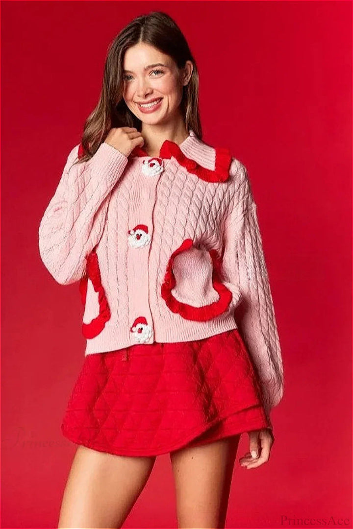 Drune | Weihnachten Süße Puppenkragen Rüsche Freizeitpullover