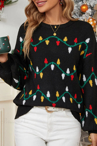 Drune | Weihnachtslicht Süßer lockerer Pullover Strickpullover