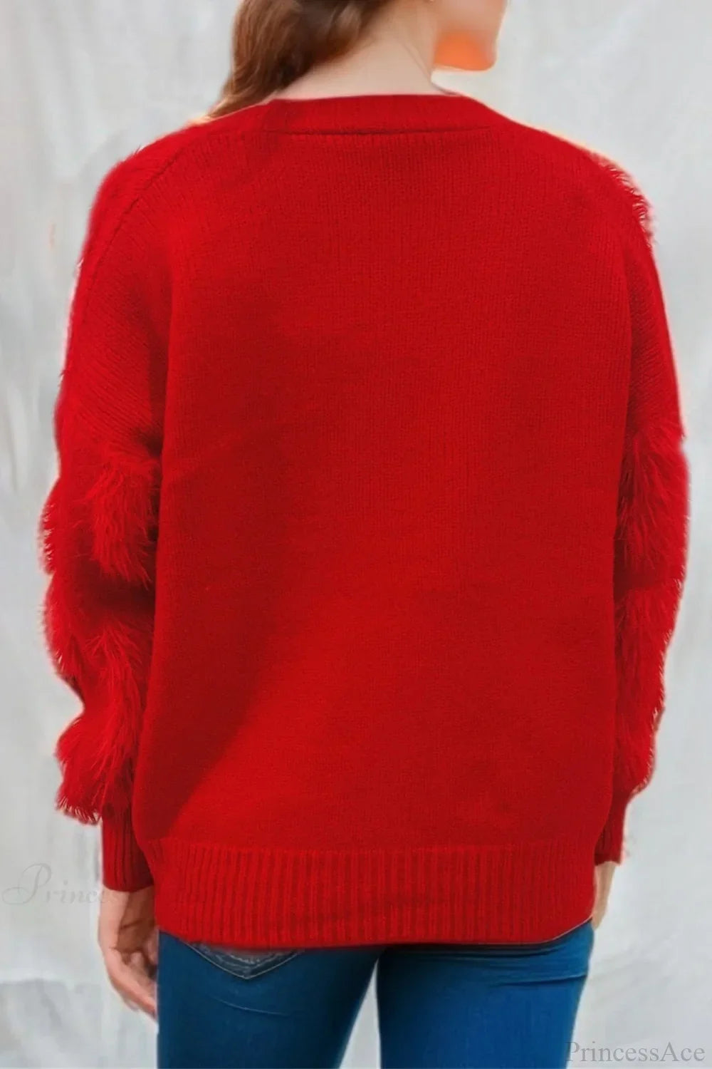 Drune | Weihnachten Mink Fleece 3D Trim Einreiher Cardigan Sweater