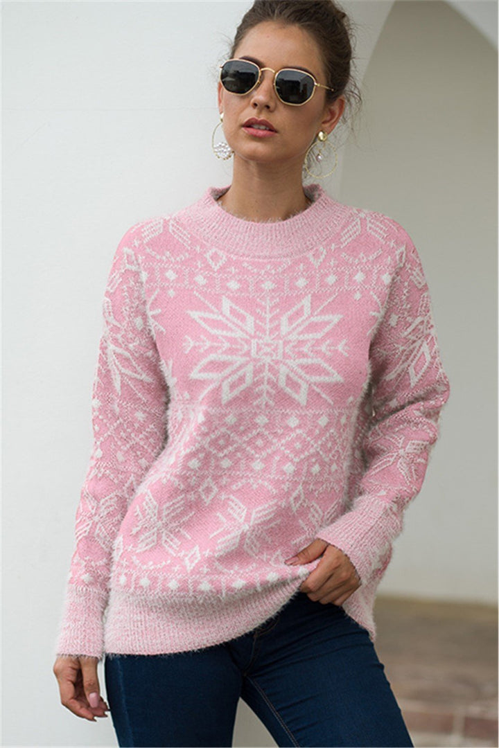 Drune Weihnachts-Schneeflocken-Plüsch-Pullover