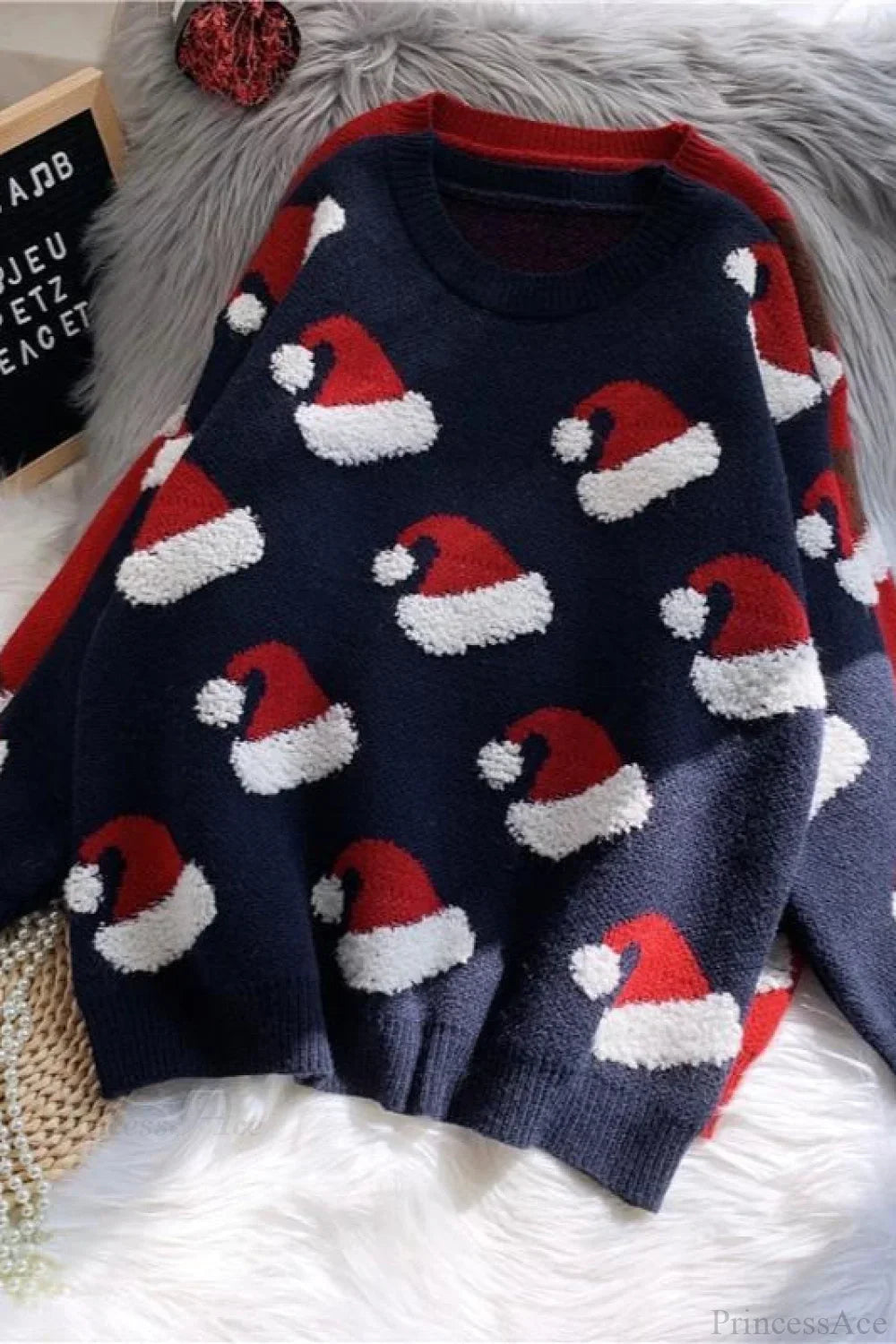 Drune | Weihnachtsstrumpf Schneeflocke Lockere Pullover
