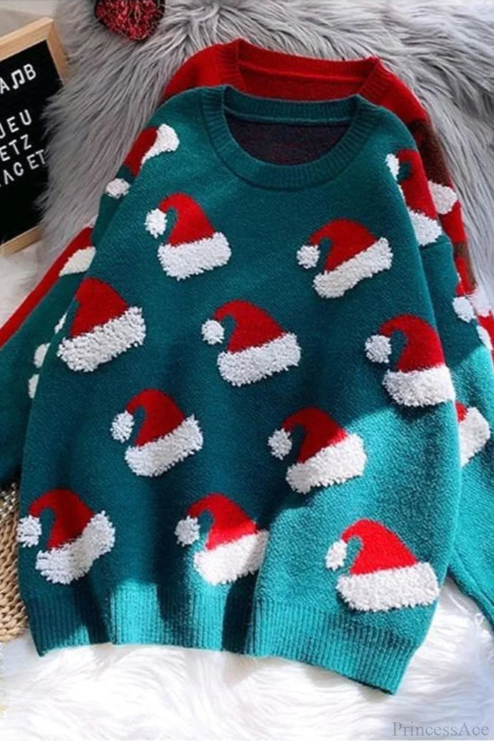 Drune | Weihnachtsstrumpf Schneeflocke Lockere Pullover