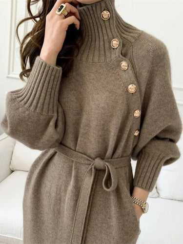 Drune | Bequemes Damen Sweatkleid mit Gürtel