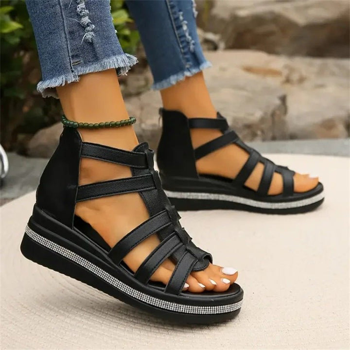 Drune | Elegante Strasssandalen mit Keilabsatz