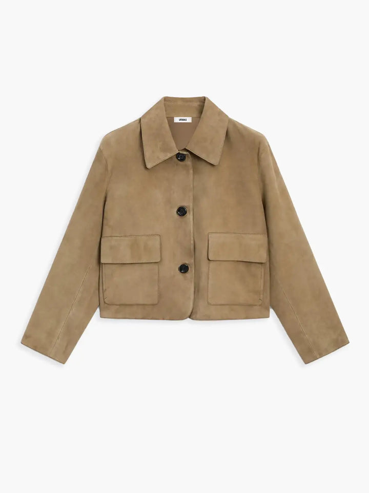 Drune | Knopfdruck Faux-Suede Crop-Jacke