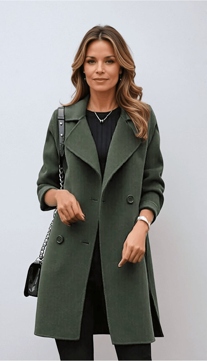Drune | Brust-Wollmischung Mantel - Klassischer Taillierter Schnitt - Eleganter Herbst- & Winterstil