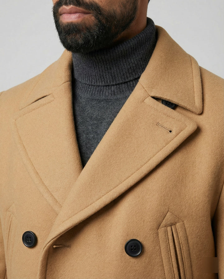Herren Eleganter Wollmantel mit doppelter Knopfleiste