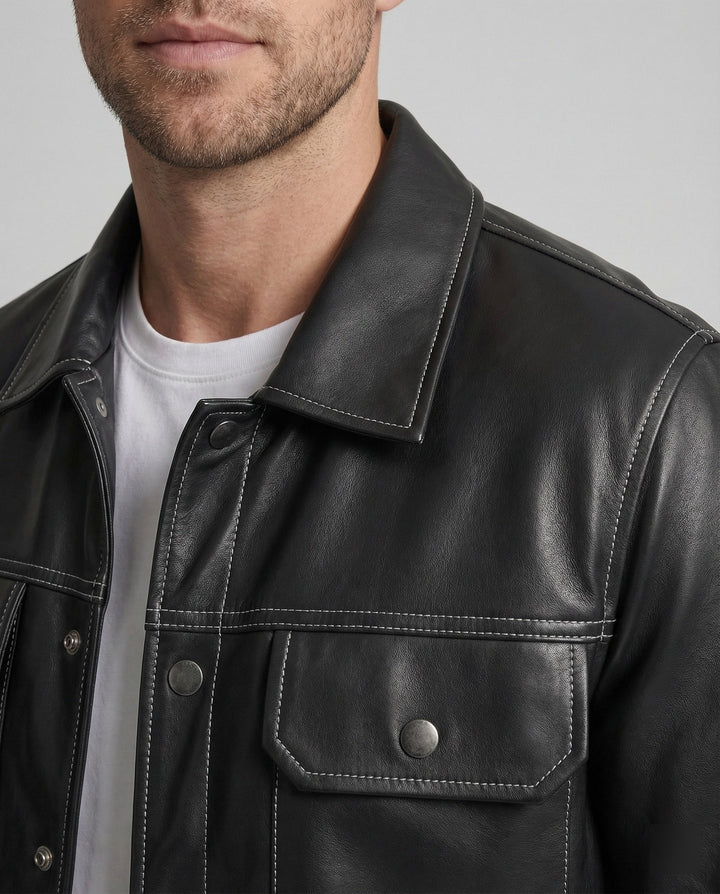 Herren Overshirt Jacke Lederlook