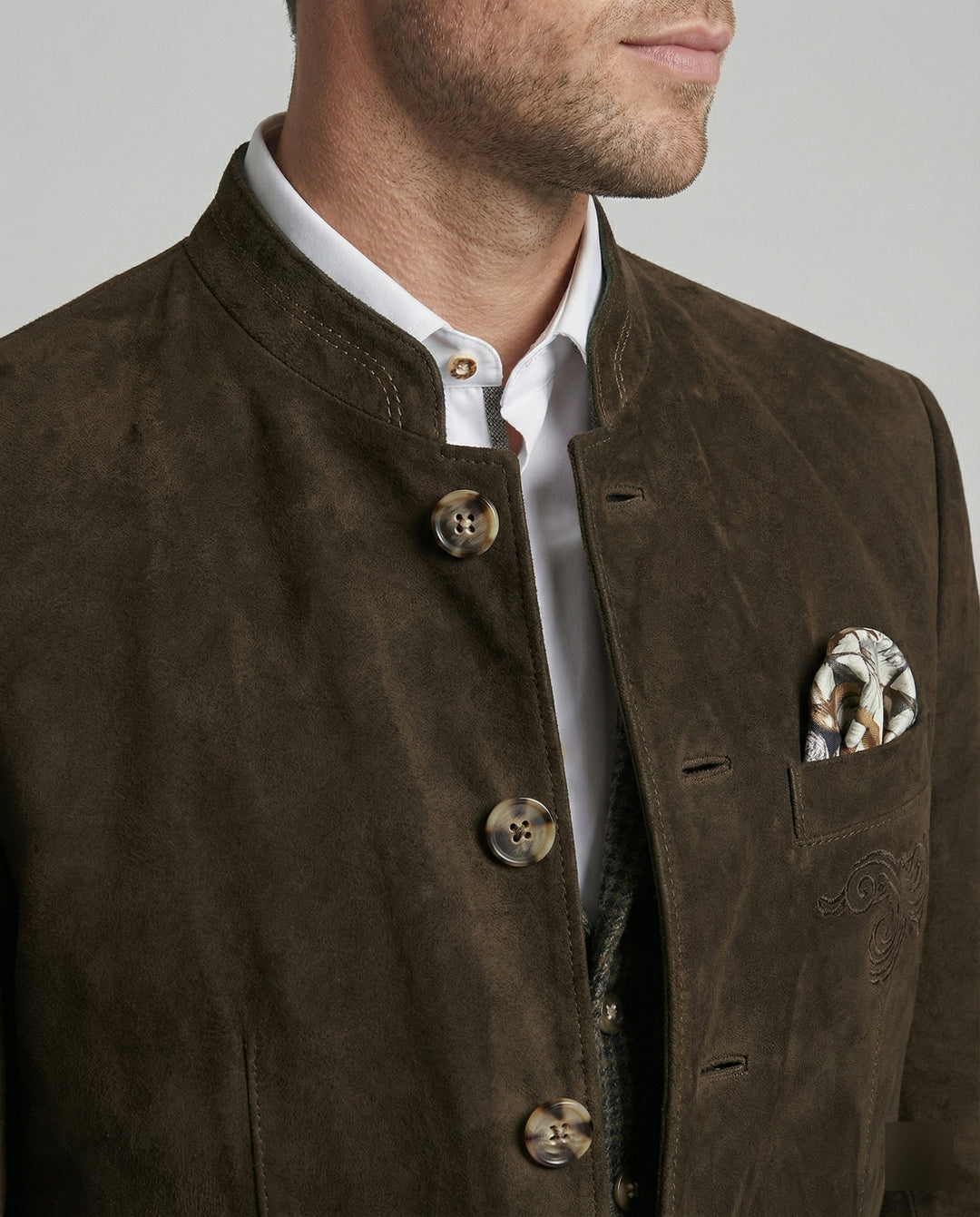 Herren Suede-Jacke mit Zierknöpfen