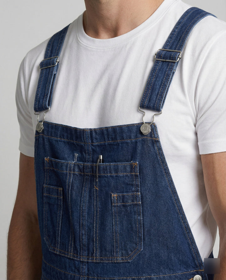 Herren Jeans Latzhose mit Geradem Bein