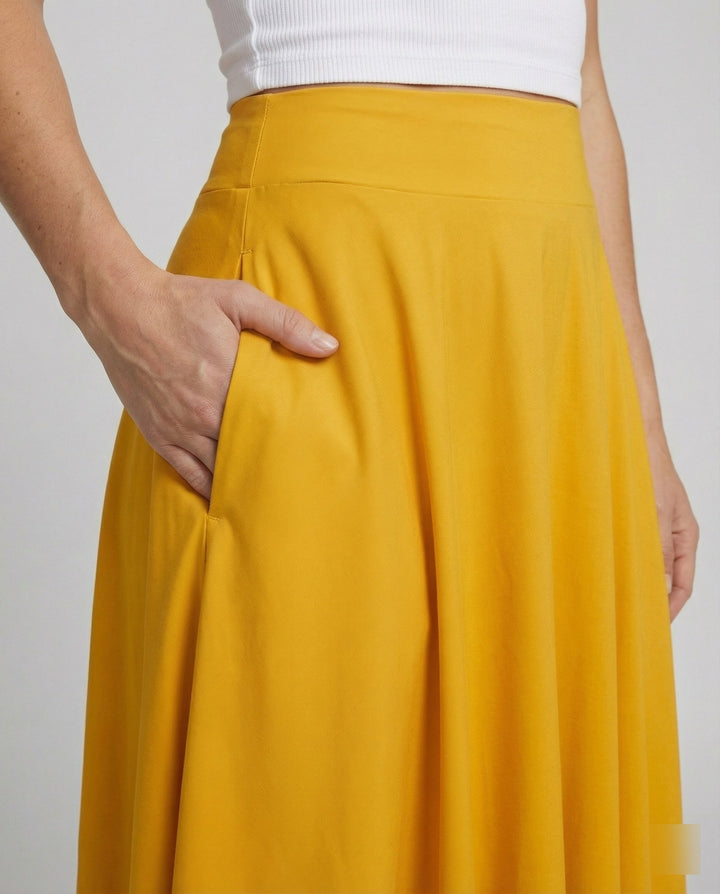 Damen Luftiger Maxi-Rock mit hohem Taillenbund Drune