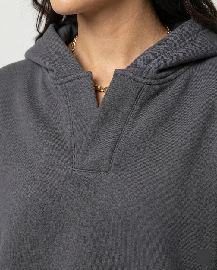 Damen Oversized Kapuzensweatshirt mit lässigem Stehkragen und langen Ärmeln Drune