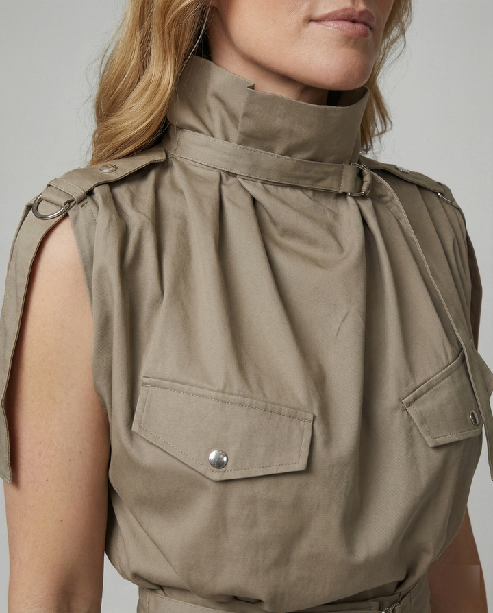 Drune | Damen Stylischer Moderner Jumpsuit Ärmellos