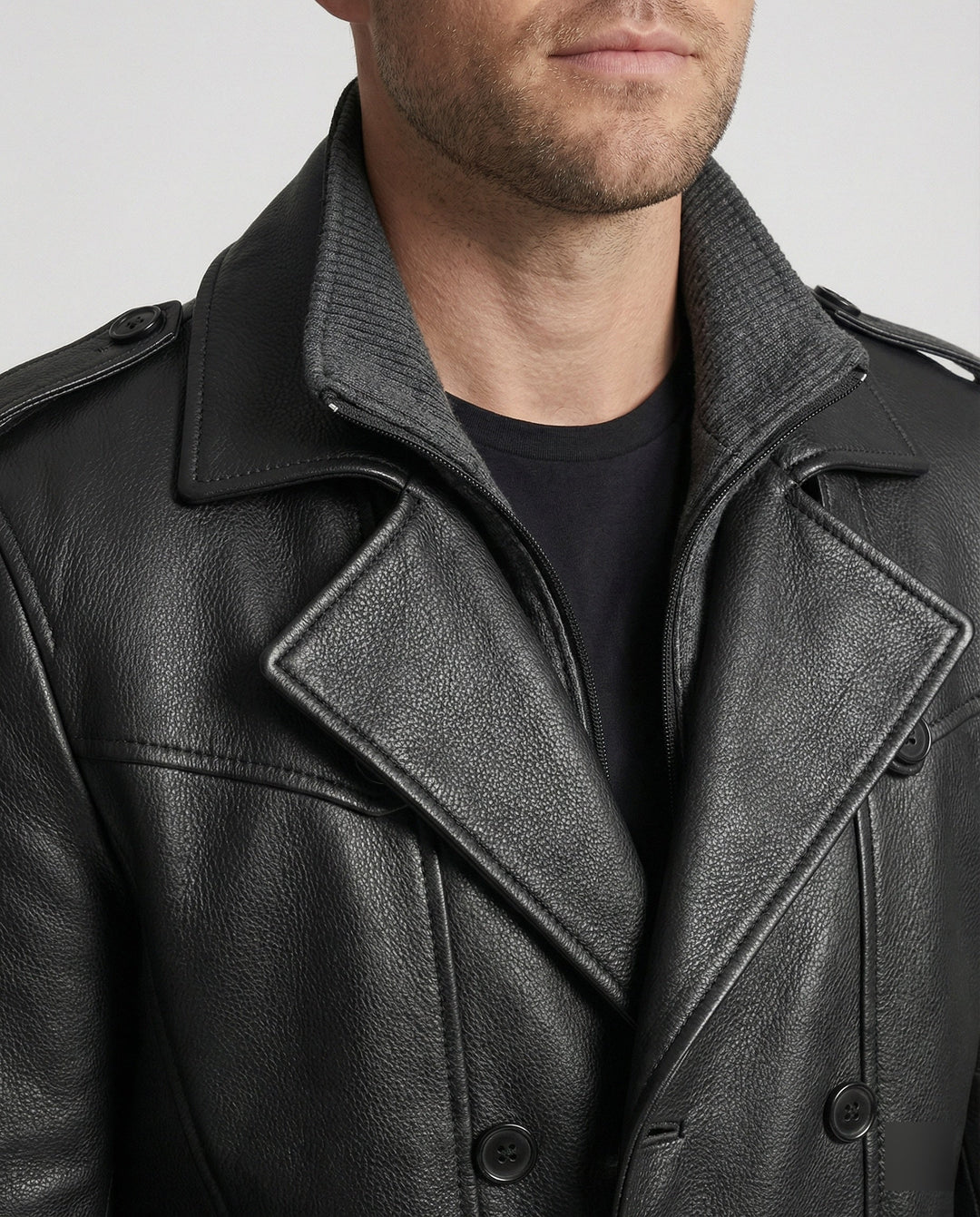 Drune | Doppelreihiger Leder-Trenchcoat Herren