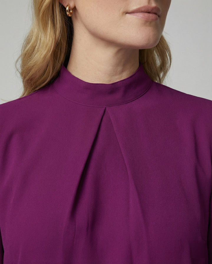 Damen elegante Bluse mit Stehkragen Drune