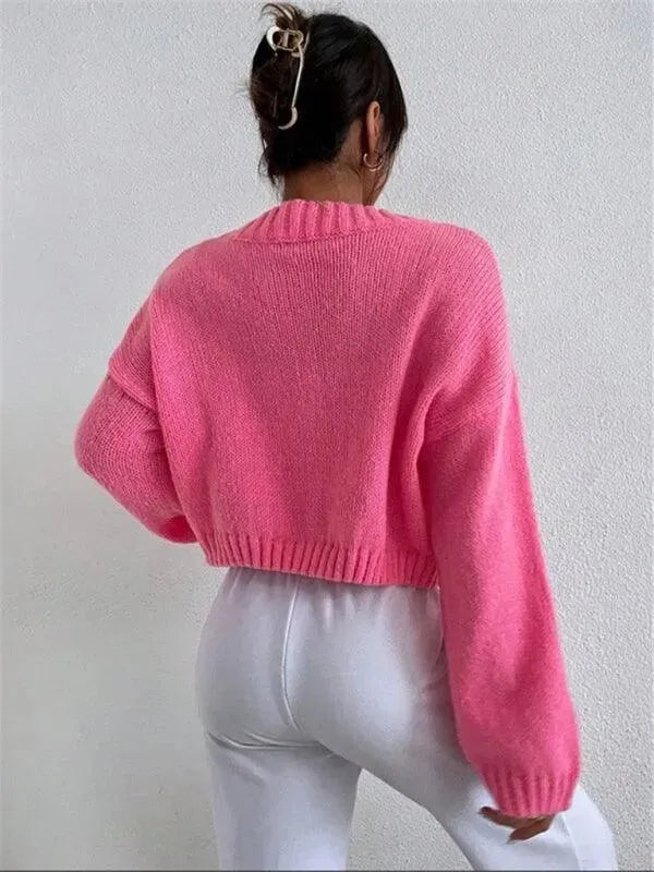 Drune | Crop Damen Strickjacke Pullover