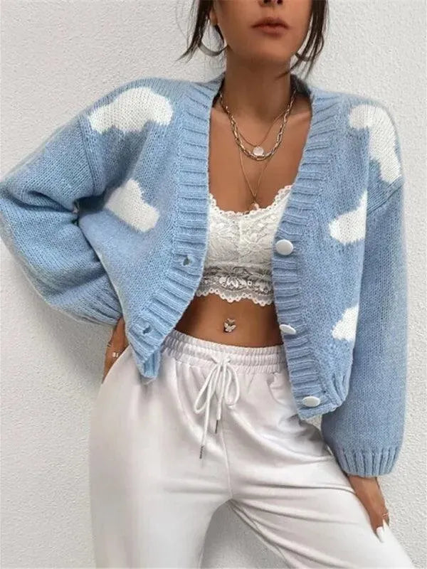 Drune | Crop Damen Strickjacke Pullover