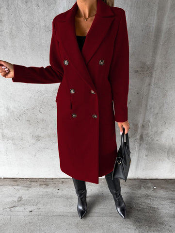 Drune | Taillierte Lange Damenjacke mit Doppelreiher Knöpfen