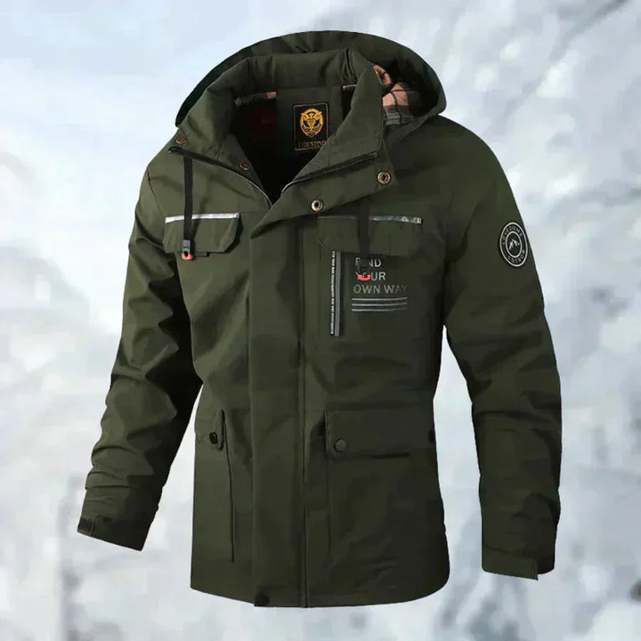 Drune | Herren Mid-Länge Windbreaker Jacke - Mit Kapuze