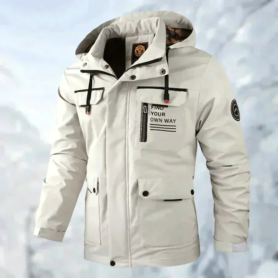 Drune | Herren Mid-Länge Windbreaker Jacke - Mit Kapuze