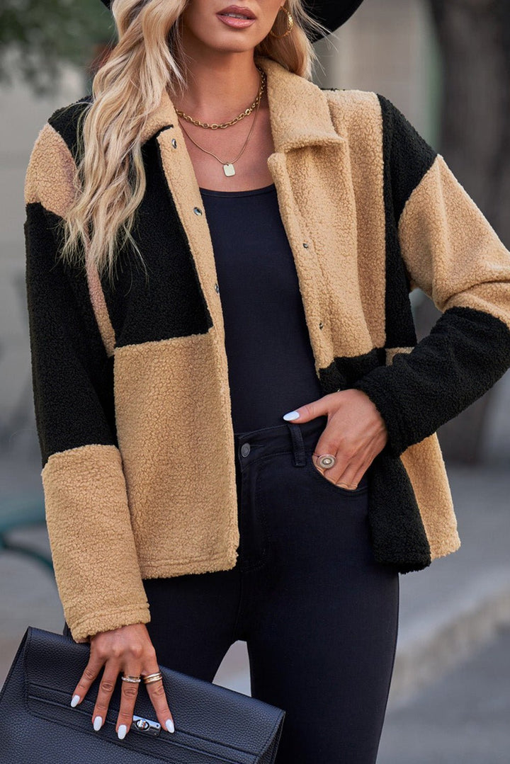 Drune | Sherpa-Jacke - Trendy Patchwork-Design - Weicher Fleece-Mix - Lässige Außbekleidung
