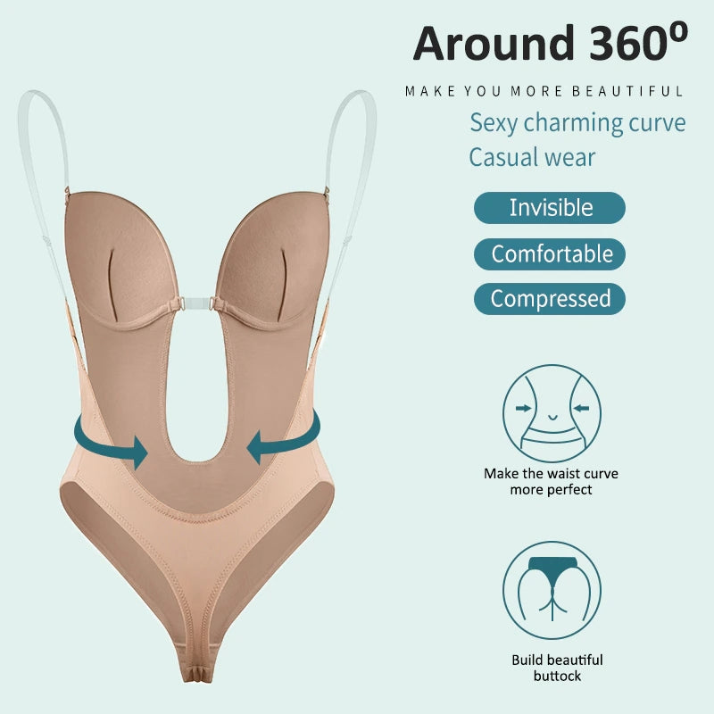 Drune | Tiefer V-Ausschnitt Körperformender Bodysuit