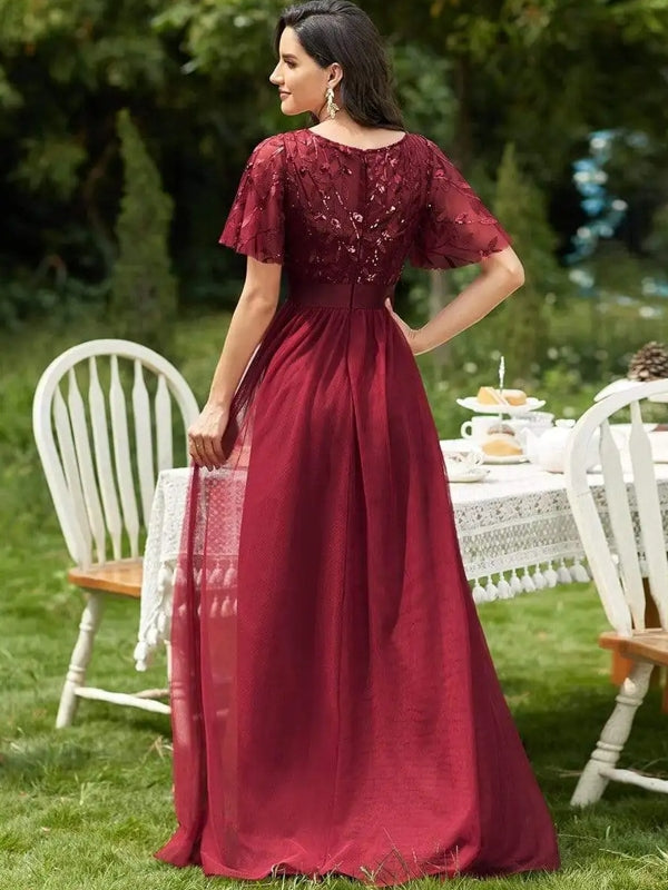 Drune | Glänzendes Netz Blütenblattkleid Glänzendes Abendkleid