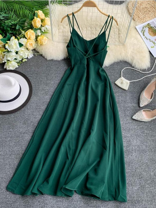 Drune | Smaragdgrünes Maxi Kleid Baumwollspitze Trägerlos Lang Frauen Sexy Kleid