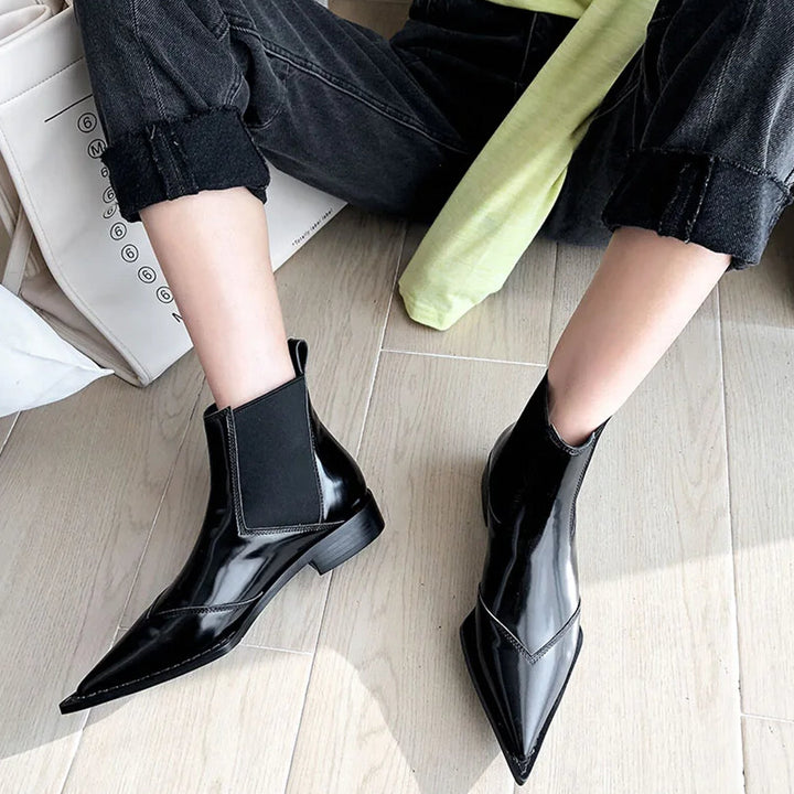 Drune | Schwarze Stiefeletten mit niedrigem Absatz für Damen