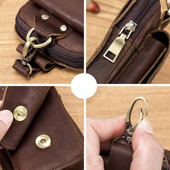Drune | Hochwertige Leder 7 Zoll Telefon Geschenk Gürtel Tasche