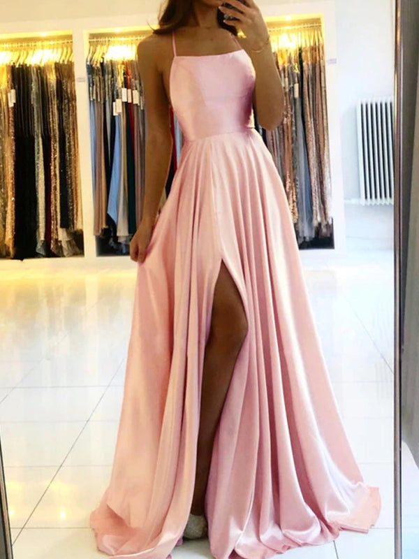 Drune | Damen Spaghetti Satin Prom Maxi Kleid