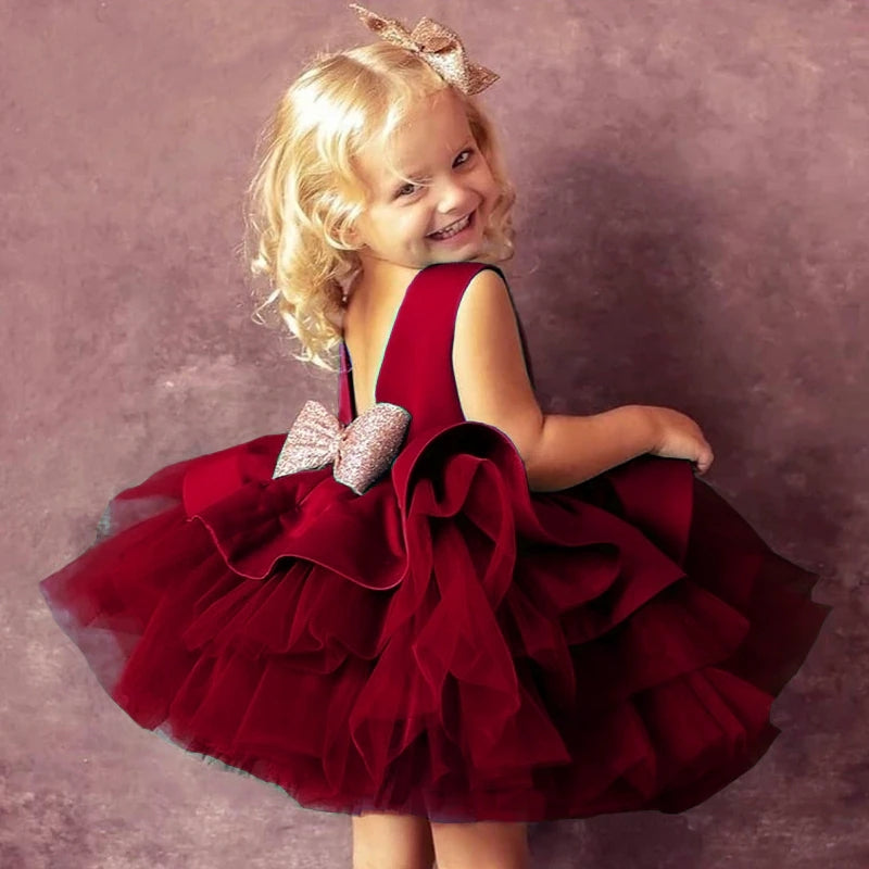 Drune | Mädchenkleid für Babys Große Schleife Taufkleid Festkleider