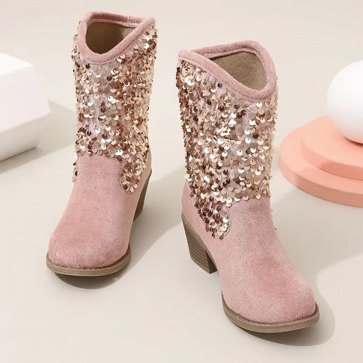 Drune | Mode Kinder Mädchen Chelsea Schuhe Glitzer Dicke Absätze