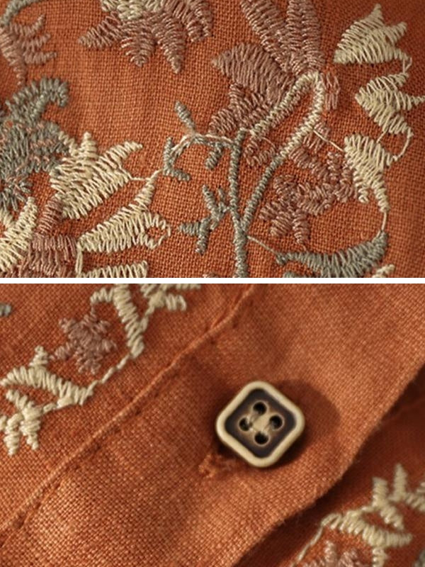 Drune | Bequemes ethnisches blumiges Baumwoll-Leinen-Shirt für Frauen