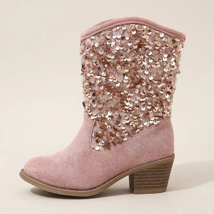 Drune | Mode Kinder Mädchen Chelsea Schuhe Glitzer Dicke Absätze