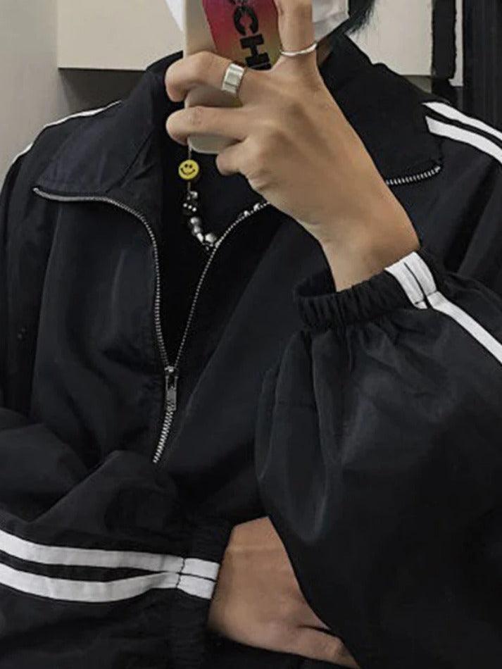 Drune | Kontraststreifen Zipupjacke