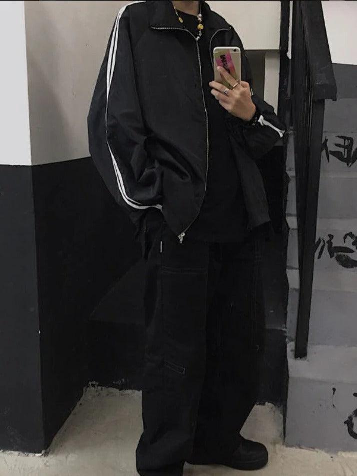 Drune | Kontraststreifen Zipupjacke