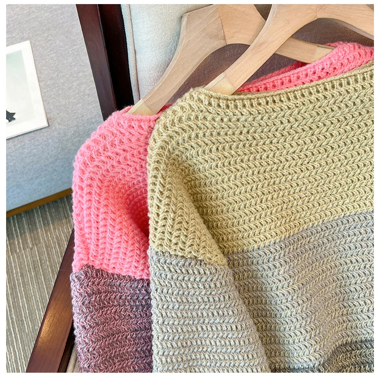 Drune | Gemütlicher Plus Size Fauler Tag Patch Farb Sweater