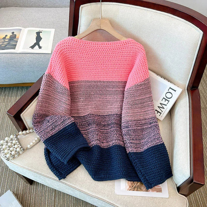 Drune | Gemütlicher Plus Size Fauler Tag Patch Farb Sweater