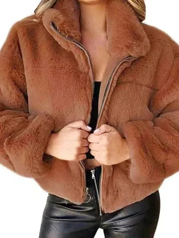 Drune | Gemütliche Lockere Damen Crop Fleece Jacke
