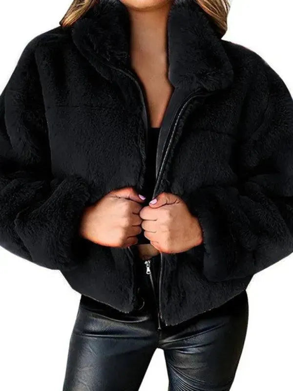 Drune | Gemütliche Lockere Damen Crop Fleece Jacke
