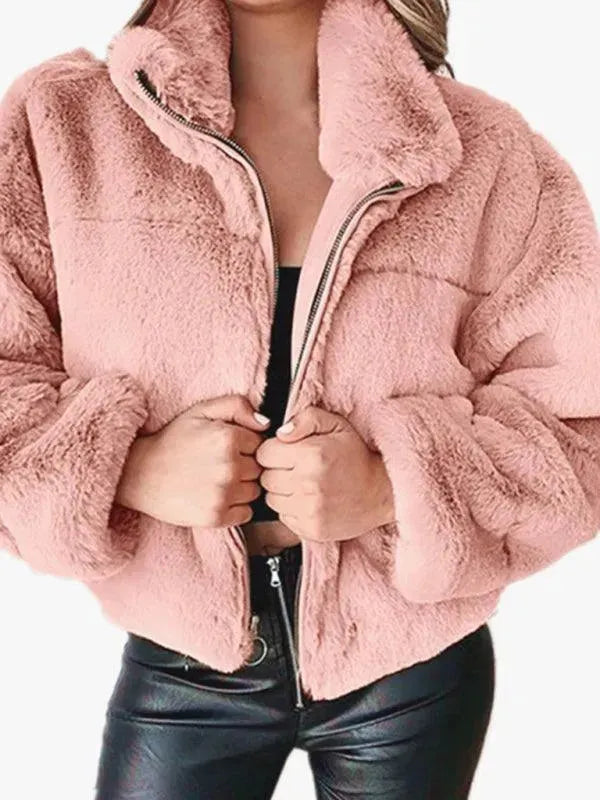 Drune | Gemütliche Lockere Damen Crop Fleece Jacke