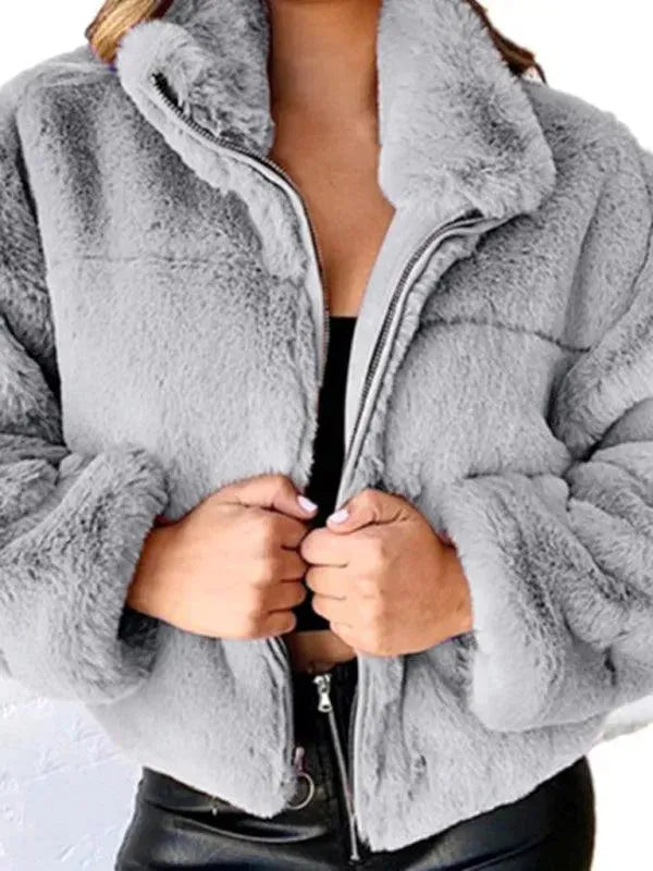 Drune | Gemütliche Lockere Damen Crop Fleece Jacke