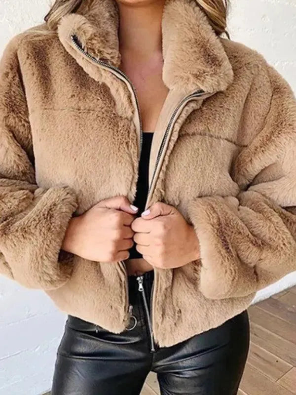 Drune | Gemütliche Lockere Damen Crop Fleece Jacke