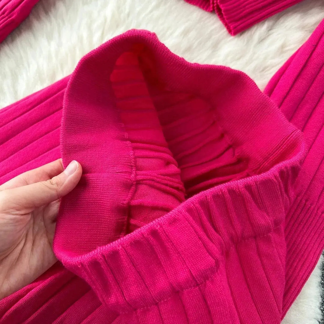 Drune | Frauen Freizeit Ribbed Zwei Teiliges SweatSatz