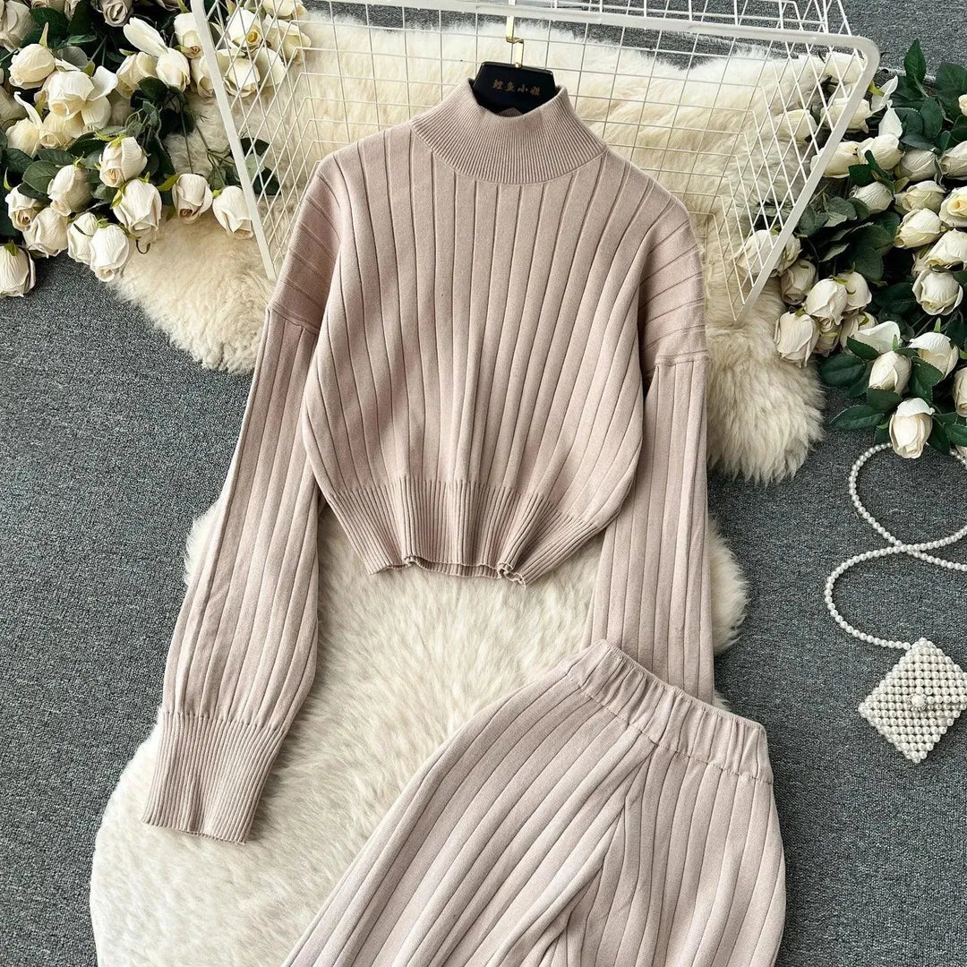 Drune | Frauen Freizeit Ribbed Zwei Teiliges SweatSatz