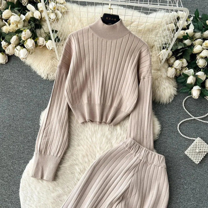 Drune | Frauen Freizeit Ribbed Zwei Teiliges SweatSatz